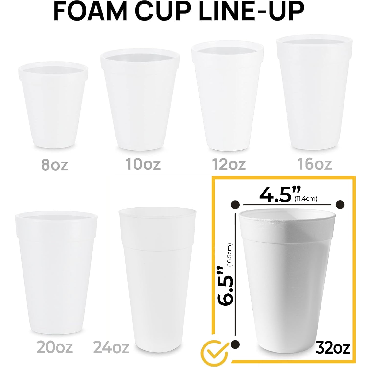 32 Oz Styrofoam Cups with Lids (25 Pack) Large Foam Cups for Hot and Cold Drinks, Insulated White Styrofoam Coffee Cups, Soda, Juice, Tea - Made in USA - Image 3