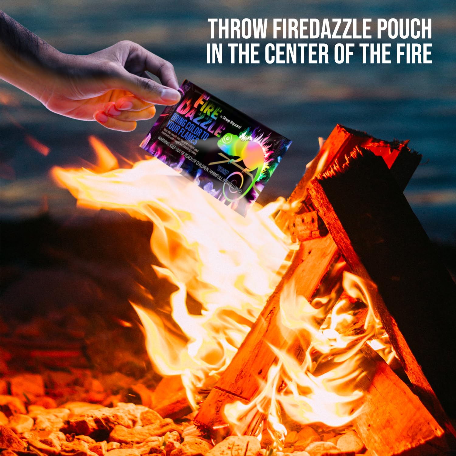 Fire Dazzle Fire Color Changing Packets for Fire Pit - 12 Pack Color Packets, Flame Changer for Fire Pit and Campfires - Camping Games Accessories for Kids and Adults - Image 3