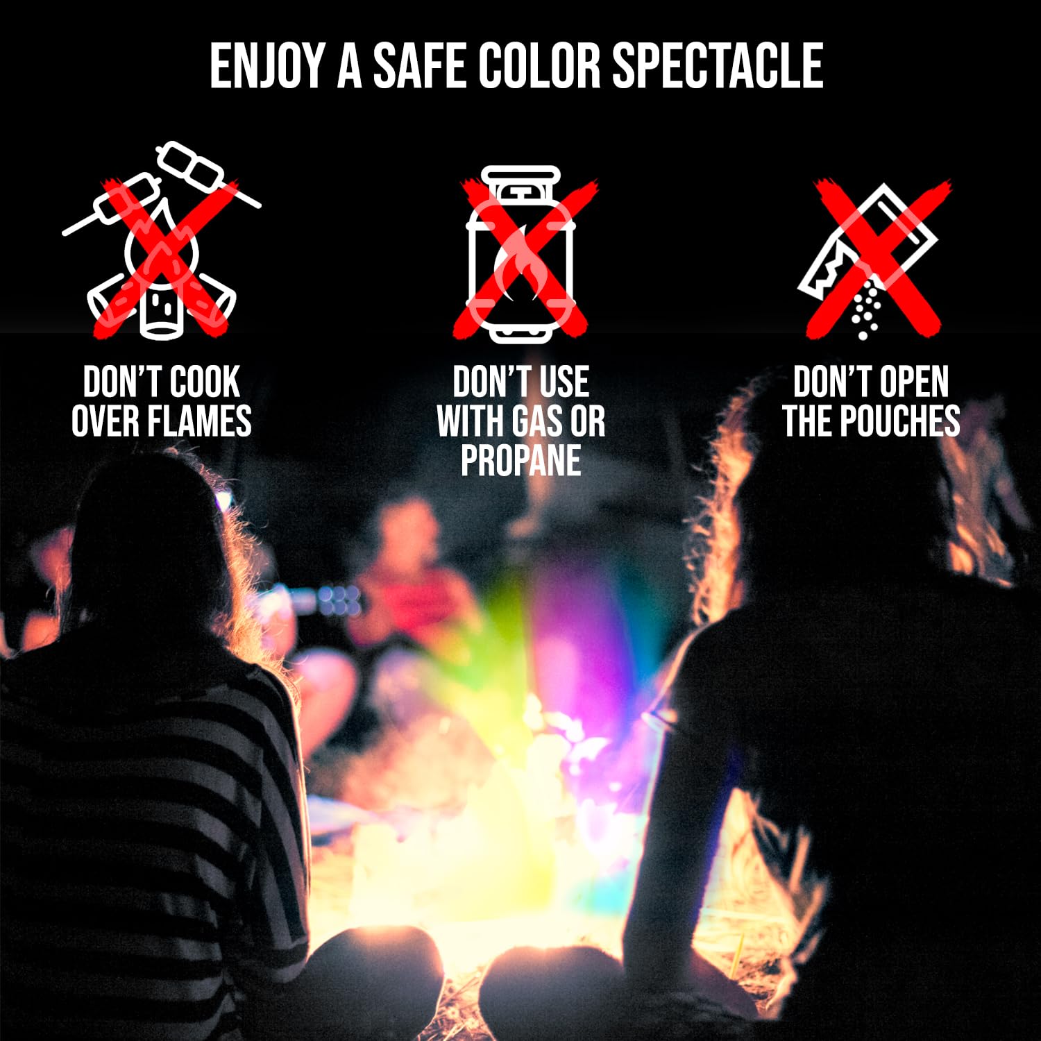 Fire Dazzle Fire Color Changing Packets for Fire Pit - 12 Pack Color Packets, Flame Changer for Fire Pit and Campfires - Camping Games Accessories for Kids and Adults - Image 8