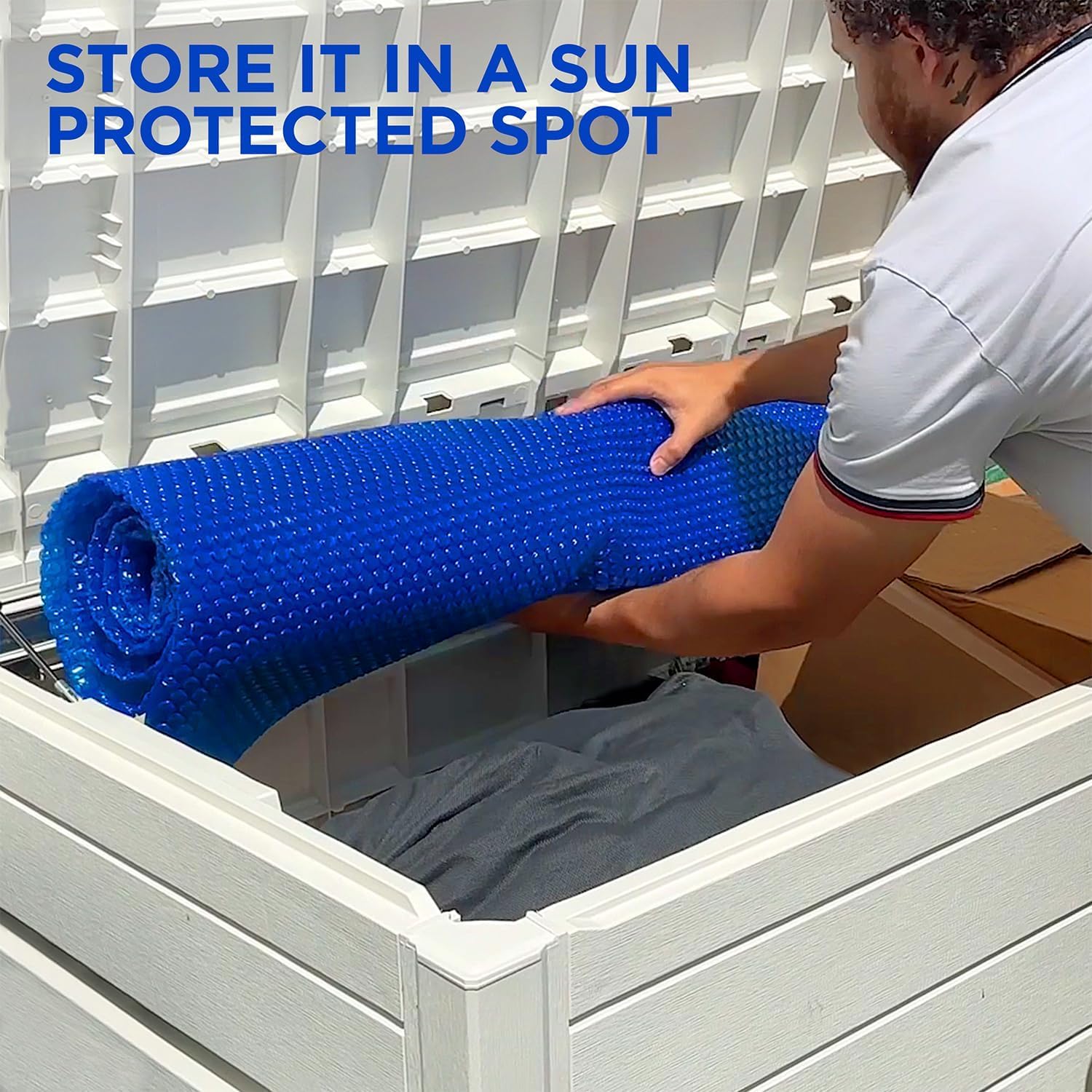 Shop Square 18 x 36 Foot Rectangle Solar Pool Cover for Inground and Above Ground Pools, 16 Mil - Premium Heavy Duty Solar Blanket for Above Ground Pool, Blue - Made in USA - Image 9