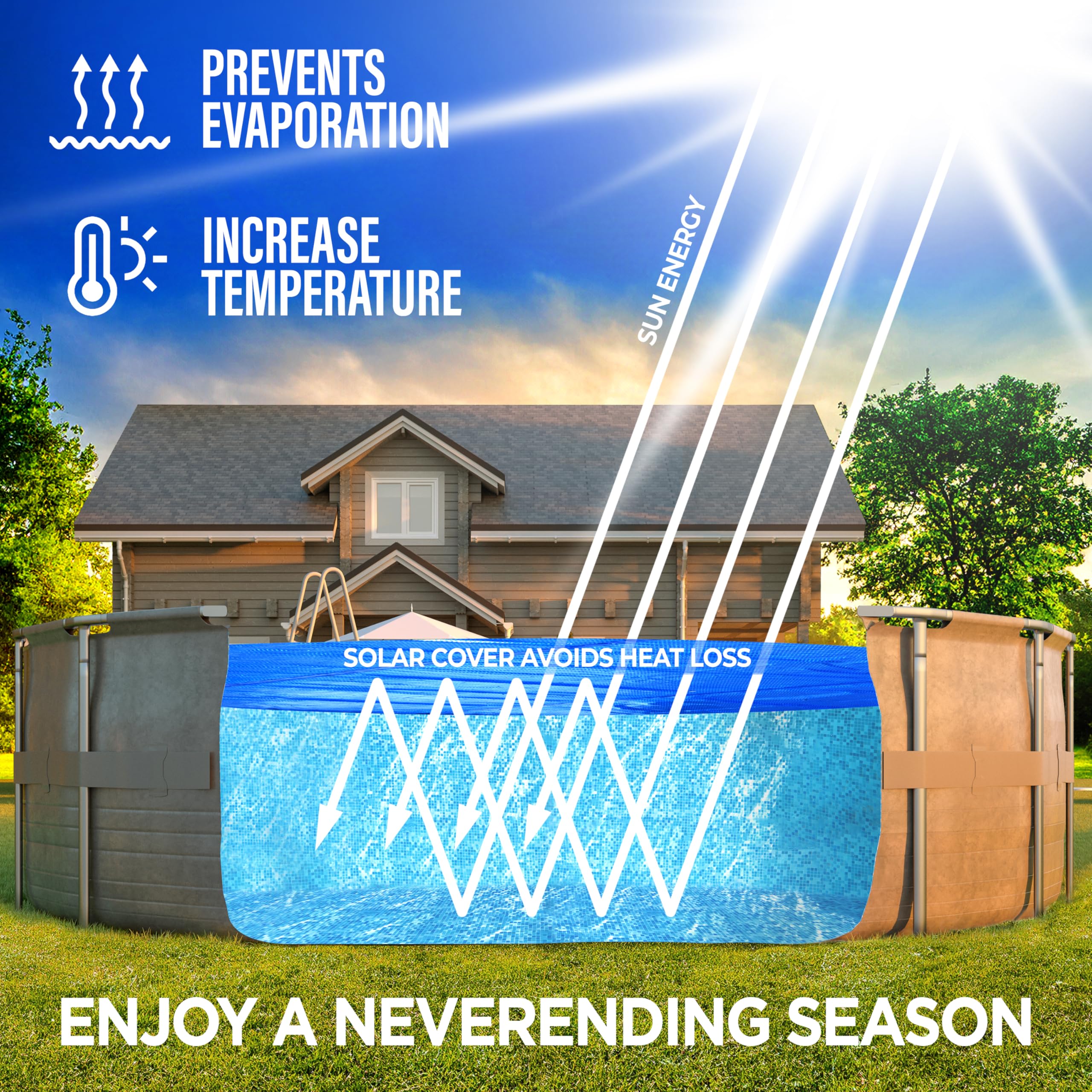 Shop Square 12 Foot Round Solar Cover for Inground and Above Ground Pools, 12 Mil - Premium Heavy Duty Solar Blanket for Above Ground Pool, Blue - Made in USA - Image 4