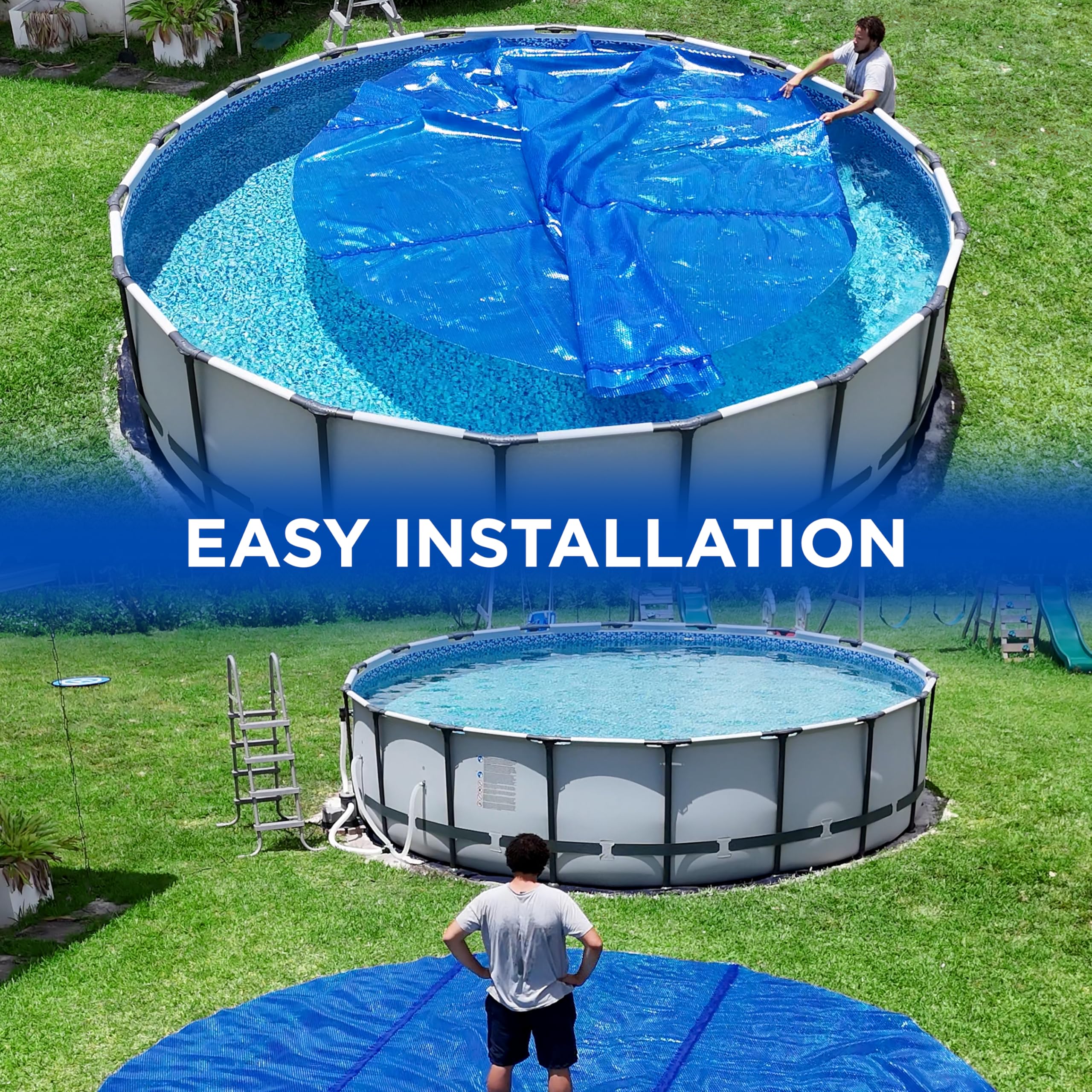 Shop Square 12 Foot Round Solar Cover for Inground and Above Ground Pools, 12 Mil - Premium Heavy Duty Solar Blanket for Above Ground Pool, Blue - Made in USA - Image 6
